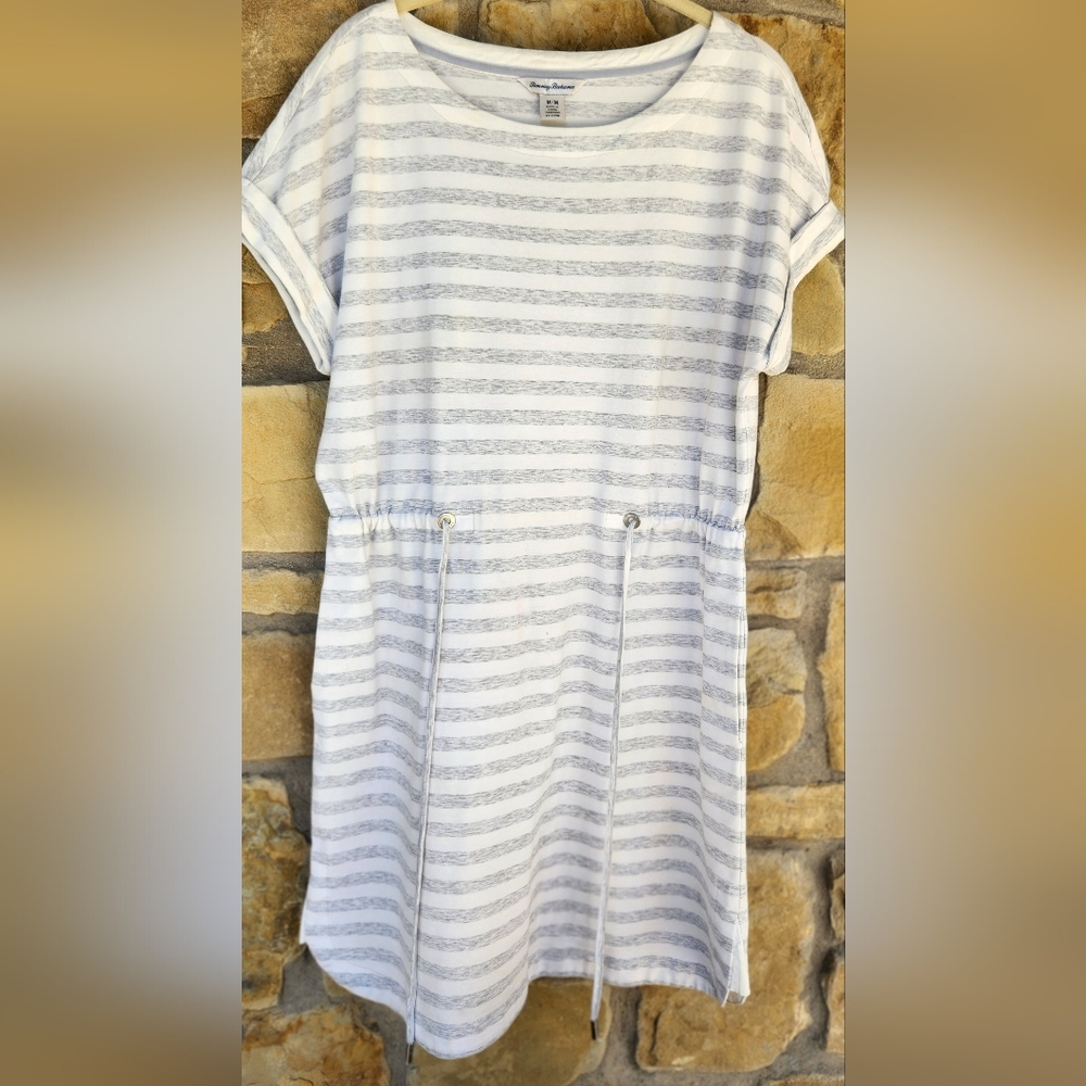 Tommy Bahama White and Gray Striped Top